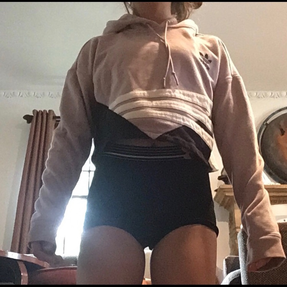 Adidas light purple and black cropped hoodie.